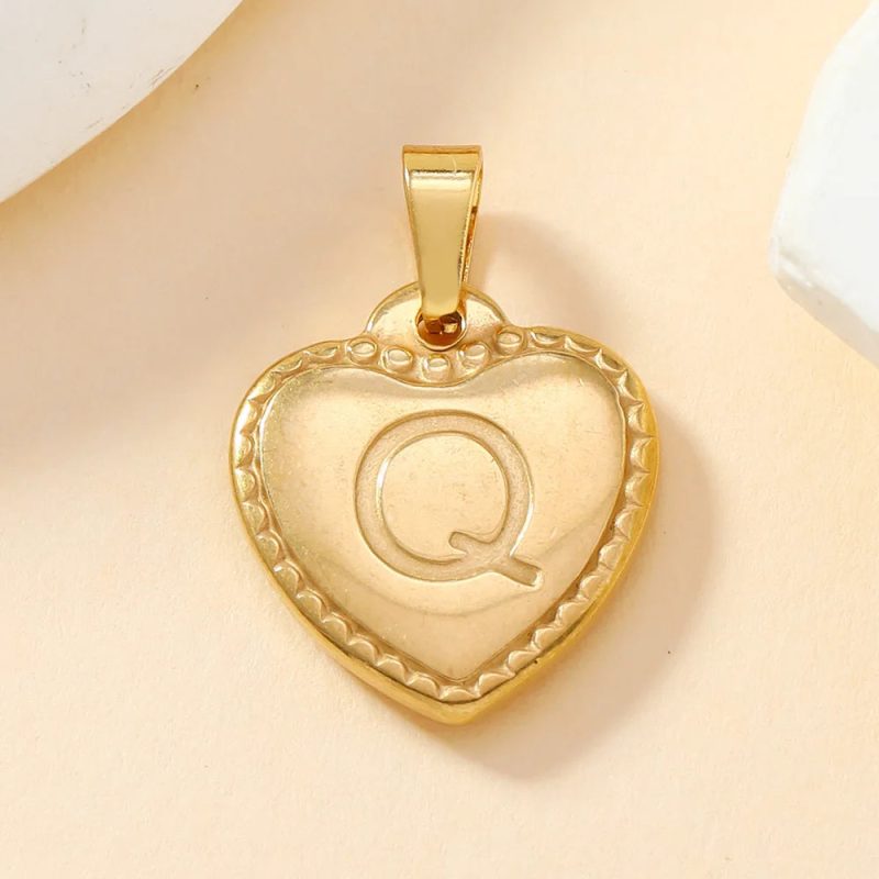 316L Stainless Steel Initial Necklace – Letter Heart Pendant Chain for Women - Image 11