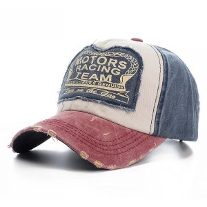 2025 Washed Cotton Distressed Baseball Cap – Unisex Snapback Dad Hat for Street & Motor Style