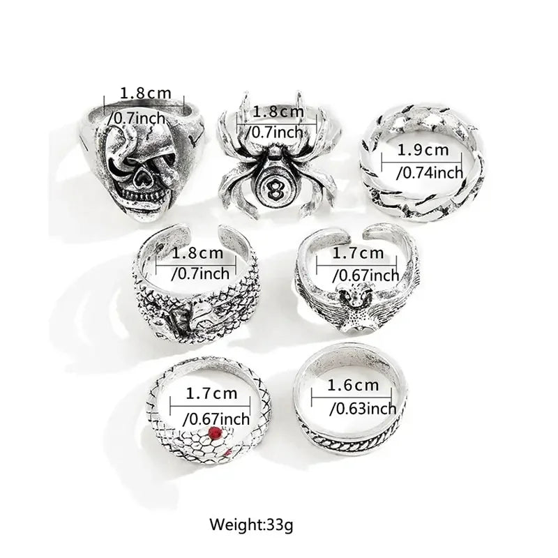 Punk Gothic Skeleton Ring Set - Image 2
