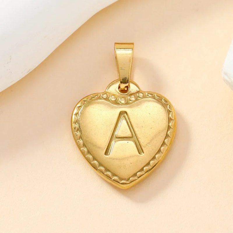 316L Stainless Steel Initial Necklace – Letter Heart Pendant Chain for Women - Image 27
