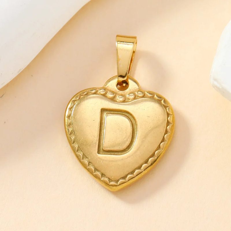 316L Stainless Steel Initial Necklace – Letter Heart Pendant Chain for Women - Image 14