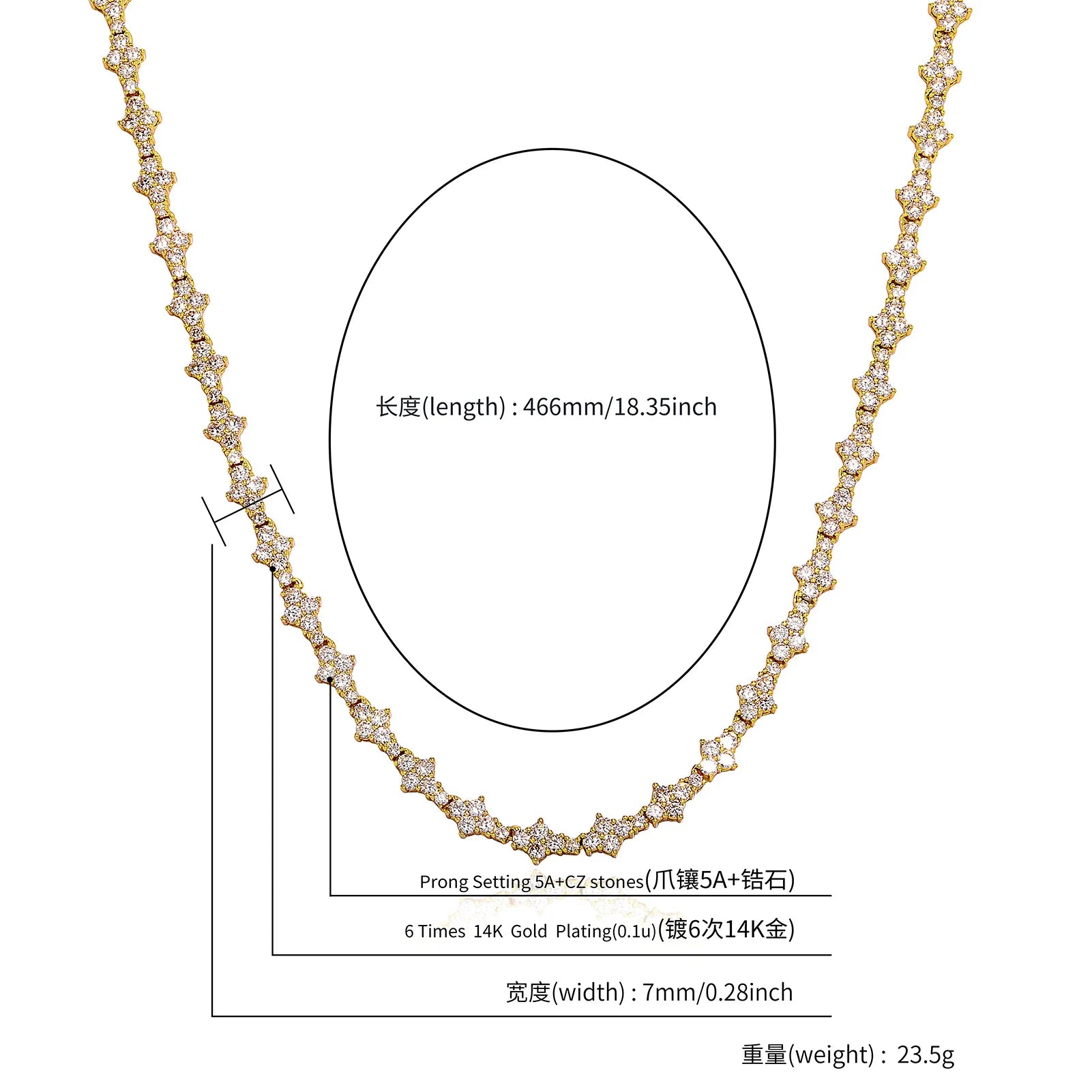 TOPGRILLZ Honeycomb Tennis Chain Necklace – 7MM Classic Hip-Hop Choker for Men & Women - Image 5