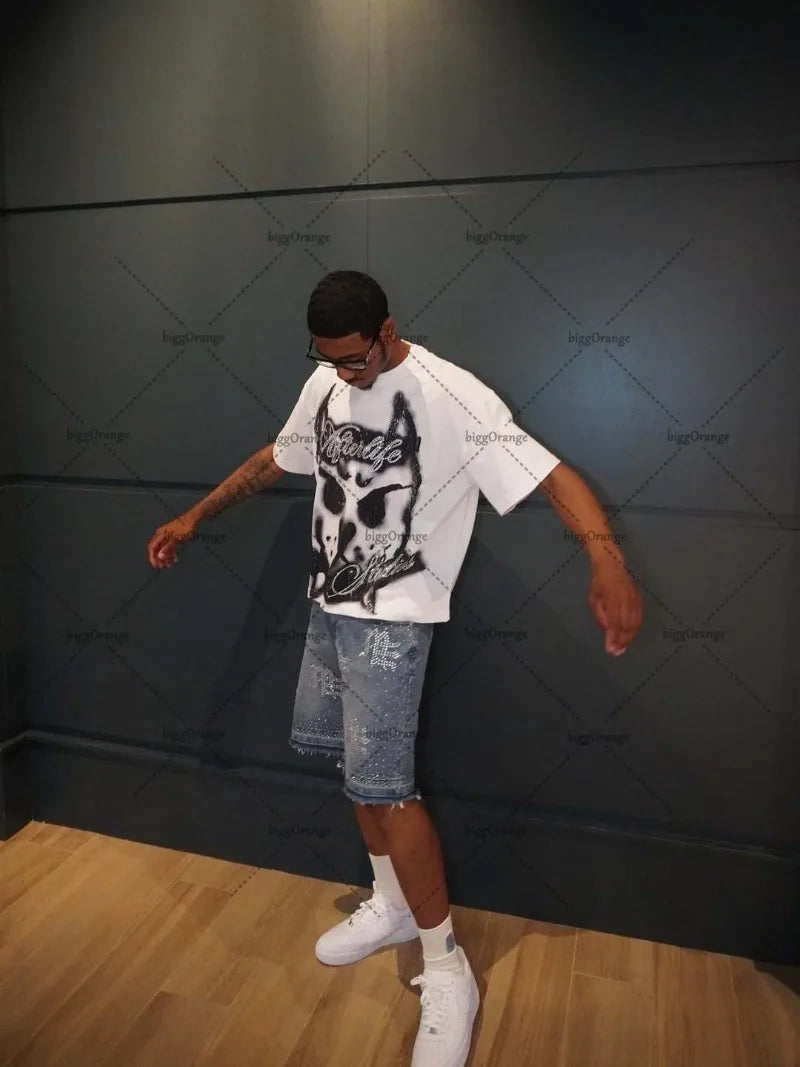 Hip-Hop Harajuku Oversized T-Shirt – Retro Cartoon Graphic Streetwear Tee for Men - Image 3