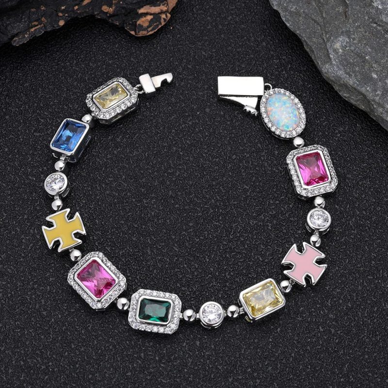 10mm Multicolor Enamel Cross Chain Necklace - Image 7