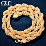 CUC 8mm Iced Out CZ Rope Chain – Gold Color Hip-Hop Necklace for Men