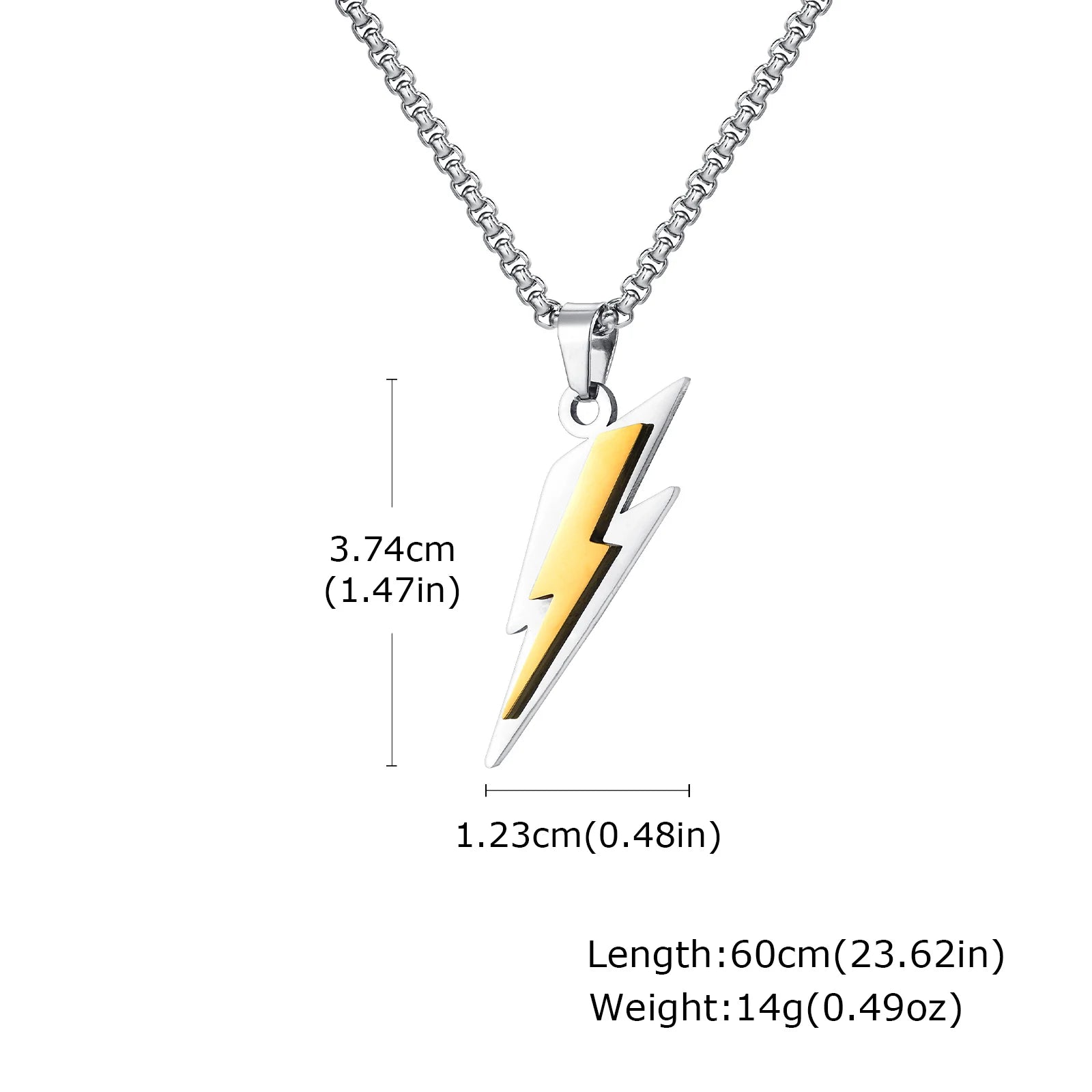 Trendy Lightning Pendant Necklace – Two-Tone Stainless Steel Chain for Men - Image 7