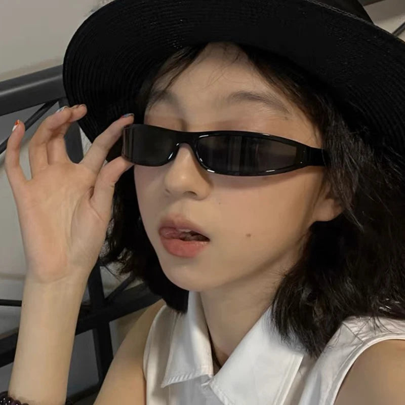Small Rectangular Narrow Frame Sunglasses – Y2K Streetwear Vintage Shades for Women - Image 3