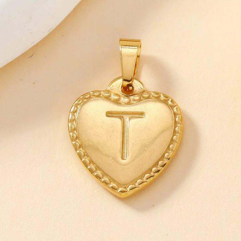 316L Stainless Steel Initial Necklace – Letter Heart Pendant Chain for Women - Image 15