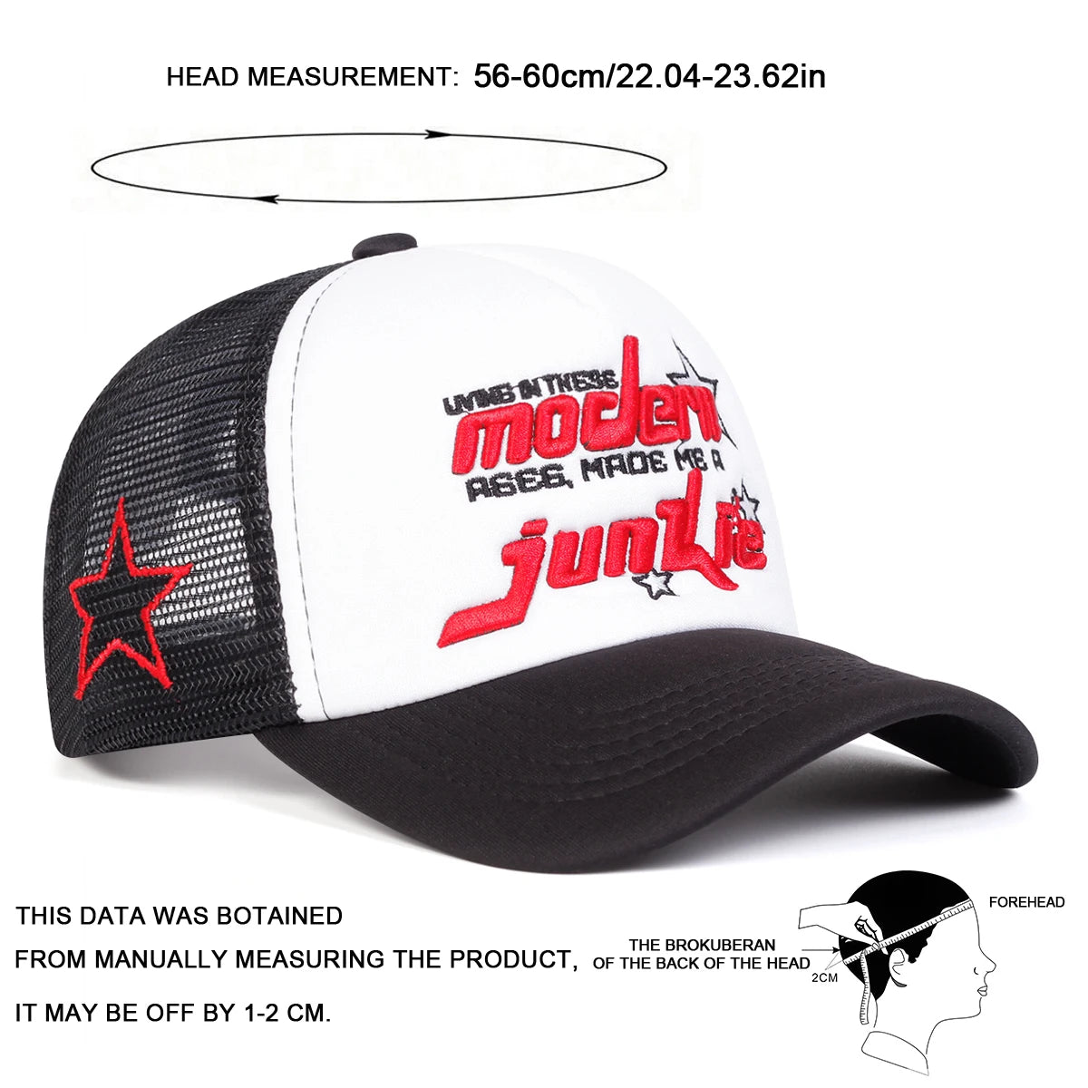 Unisex Modern Junkie Embroidery Baseball Cap – Adjustable Mesh Hat for Spring & Summer - Image 4