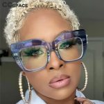 Oversized Blue Light Blocking Glasses – Vintage Square PC Frame Eyewear for Women